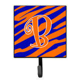 Caroline'S Treasures Cj1036-Bsh4 Letter B Initial Tiger Stripe Blue And Orange Leash Holder Or Key Hook, Small, Multicolor