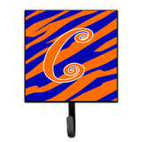 Caroline'S Treasures Cj1036-Csh4 Letter C Initial Tiger Stripe Blue And Orange Leash Holder Or Key Hook, Small, Multicolor