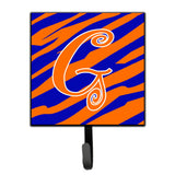 Caroline'S Treasures Cj1036-Gsh4 Letter G Initial Tiger Stripe Blue And Orange Leash Holder Or Key Hook, Small, Multicolor