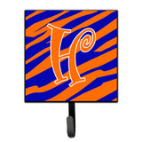 Caroline'S Treasures Cj1036-Hsh4 Letter H Initial Tiger Stripe Blue And Orange Leash Holder Or Key Hook, Small, Multicolor