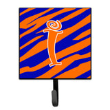 Caroline'S Treasures Cj1036-Ish4 Letter I Initial Tiger Stripe Blue And Orange Leash Holder Or Key Hook, Small, Multicolor
