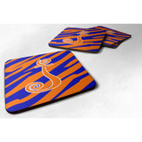 Caroline'S Treasures Cj1036-Jfc Monogram-Tiger Stripe Blue And Orange Foam Coasters (Set Of 4), Initial Letter J, 3.5 H X