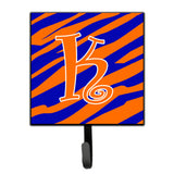Caroline'S Treasures Cj1036-Ksh4 Letter K Initial Tiger Stripe Blue And Orange Leash Holder Or Key Hook, Small, Multicolor