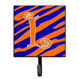 Caroline'S Treasures Cj1036-Lsh4 Letter L Initial Tiger Stripe Blue And Orange Leash Holder Or Key Hook, Small, Multicolor