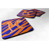Caroline'S Treasures Cj1036-Mfc Monogram-Tiger Stripe Blue And Orange Foam Coasters (Set Of 4), Initial Letter M, 3.5 H X