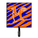 Caroline'S Treasures Cj1036-Msh4 Letter M Initial Tiger Stripe Blue And Orange Leash Holder Or Key Hook, Small, Multicolor
