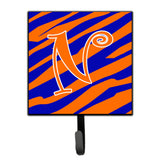 Caroline'S Treasures Cj1036-Nsh4 Letter N Initial Tiger Stripe Blue And Orange Leash Holder Or Key Hook, Small, Multicolor