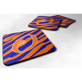 Caroline'S Treasures Cj1036-Ofc Monogram-Tiger Stripe Blue And Orange Foam Coasters (Set Of 4), Initial Letter O, 3.5 H X