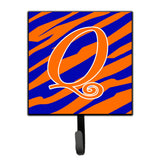 Caroline'S Treasures Cj1036-Qsh4 Letter Q Initial Tiger Stripe Blue And Orange Leash Holder Or Key Hook, Small, Multicolor