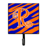 Caroline'S Treasures Cj1036-Rsh4 Letter R Initial Tiger Stripe Blue And Orange Leash Holder Or Key Hook, Small, Multicolor