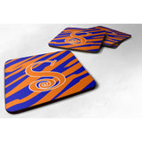 Caroline'S Treasures Cj1036-Sfc Monogram-Tiger Stripe Blue And Orange Foam Coasters (Set Of 4), Initial Letter S, 3.5 H X