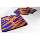Caroline'S Treasures Cj1036-Tfc Monogram-Tiger Stripe Blue And Orange Foam Coasters (Set Of 4), Initial Letter T, 3.5 H X
