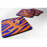 Caroline'S Treasures Cj1036-Xfc Monogram-Tiger Stripe Blue And Orange Foam Coasters (Set Of 4), Initial Letter X, 3.5 H X