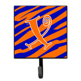 Caroline'S Treasures Cj1036-Xsh4 Letter X Initial Tiger Stripe Blue And Orange Leash Holder Or Key Hook, Small, Multicolor