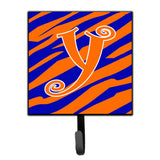 Caroline'S Treasures Cj1036-Ysh4 Letter Y Initial Tiger Stripe Blue And Orange Leash Holder Or Key Hook, Small, Multicolor