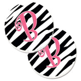 Caroline'S Treasures Monogram Initial B Zebra Stripe & Pink Set Of 2 Cup Holder Car Coasters Cj1037-Bcarc, 2.56, Multicolor