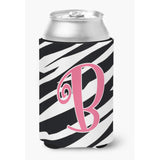 Letter B Initial Monogram - Zebra Stripe And Pink Can Or Bottle Beverage Insulator Hugger