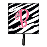 Caroline'S Treasures Cj1037-Bsh4 Letter B Initial Monogram-Zebra Stripe And Pink Leash Holder Or Key Hook, Small, Multicolor