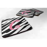 Caroline'S Treasures Cj1037-Cfc Monogram-Zebra Stripe And Pink Foam Coasters (Set Of 4), Initial Letter C, 3.5 H X 3.5