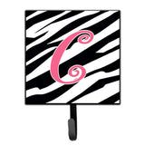 Caroline'S Treasures Cj1037-Csh4 Letter C Initial Monogram-Zebra Stripe And Pink Leash Holder Or Key Hook, Small, Multicolor