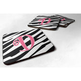 Caroline'S Treasures Cj1037-Dfc Monogram-Zebra Stripe And Pink Foam Coasters (Set Of 4), Initial Letter D, 3.5 H X 3.5