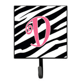 Caroline'S Treasures Cj1037-Dsh4 Letter D Initial Monogram-Zebra Stripe And Pink Leash Holder Or Key Hook, Small, Multicolor