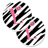 Caroline'S Treasures Monogram Initial E Zebra Stripe & Pink Set Of 2 Cup Holder Car Coasters Cj1037-Ecarc, 2.56, Multicolor