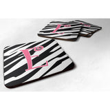 Caroline'S Treasures Cj1037-Efc Monogram-Zebra Stripe And Pink Foam Coasters (Set Of 4), Initial Letter E, 3.5 H X 3.5