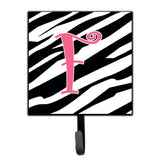 Caroline'S Treasures Cj1037-Fsh4 Letter F Initial Monogram-Zebra Stripe And Pink Leash Holder Or Key Hook, Small, Multicolor