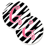 Caroline'S Treasures Monogram Initial G Zebra Stripe & Pink Set Of 2 Cup Holder Car Coasters Cj1037-Gcarc, 2.56, Multicolor