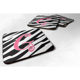Caroline'S Treasures Cj1037-Gfc Monogram-Zebra Stripe And Pink Foam Coasters (Set Of 4), Initial Letter G, 3.5 H X 3.5