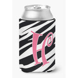 Letter H Initial Monogram - Zebra Stripe And Pink Can Or Bottle Beverage Insulator Hugger