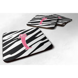 Caroline'S Treasures Cj1037-Ifc Monogram-Zebra Stripe And Pink Foam Coasters (Set Of 4), Initial Letter I, 3.5 H X 3.5