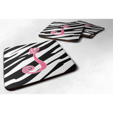Caroline'S Treasures Cj1037-Jfc Monogram-Zebra Stripe And Pink Foam Coasters (Set Of 4), Initial Letter J, 3.5 H X 3.5