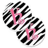 Caroline'S Treasures Monogram Initial K Zebra Stripe & Pink Set Of 2 Cup Holder Car Coasters Cj1037-Kcarc, 2.56, Multicolor