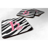 Caroline'S Treasures Cj1037-Kfc Monogram-Zebra Stripe And Pink Foam Coasters (Set Of 4), Initial Letter K, 3.5 H X 3.5
