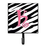 Caroline'S Treasures Cj1037-Ksh4 Letter K Initial Monogram-Zebra Stripe And Pink Leash Holder Or Key Hook, Small, Multicolor
