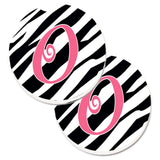 Caroline'S Treasures Monogram Initial O Zebra Stripe & Pink Set Of 2 Cup Holder Car Coasters Cj1037-Ocarc, 2.56, Multicolor