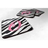 Caroline'S Treasures Cj1037-Ofc Monogram-Zebra Stripe And Pink Foam Coasters (Set Of 4), Initial Letter O, 3.5 H X 3.5