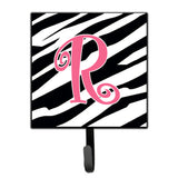 Caroline'S Treasures Cj1037-Rsh4 Letter R Initial Monogram-Zebra Stripe And Pink Leash Holder Or Key Hook, Small, Multicolor