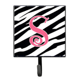 Caroline'S Treasures Cj1037-Ssh4 Letter S Initial Monogram-Zebra Stripe And Pink Leash Holder Or Key Hook, Small, Multicolor