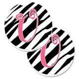 Caroline'S Treasures Monogram Initial U Zebra Stripe & Pink Set Of 2 Cup Holder Car Coasters Cj1037-Ucarc, 2.56, Multicolor