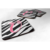 Caroline'S Treasures Cj1037-Ufc Monogram-Zebra Stripe And Pink Foam Coasters (Set Of 4), Initial Letter U, 3.5 H X 3.5