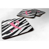 Caroline'S Treasures Cj1037-Xfc Monogram-Zebra Stripe And Pink Foam Coasters (Set Of 4), Initial Letter X, 3.5 H X 3.5