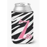 Letter Z Initial Monogram - Zebra Stripe And Pink Can Or Bottle Beverage Insulator Hugger