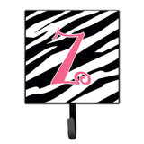 Caroline'S Treasures Cj1037-Zsh4 Letter Z Initial Monogram-Zebra Stripe And Pink Leash Holder Or Key Hook, Small, Multicolor