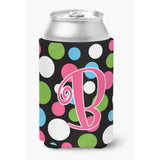 Letter B Initial Monogram - Polkadots And Pink Can Or Bottle Beverage Insulator Hugger