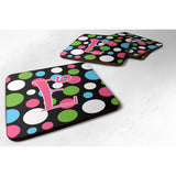 Caroline'S Treasures Cj1038-Efc Monogram-Polkadots And Pink Foam Coasters (Set Of 4), Initial Letter E, 3.5 H X 3.5 W,