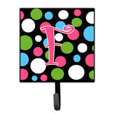 Caroline'S Treasures Cj1038-Fsh4 Letter F Initial Monogram-Polka Dots And Pink Leash Holder Or Key Hook, Small, Multicolor