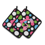 Caroline'S Treasures Monogram Initial G Polkadots & Pink Pair Of Pot Holders Cj1038-Gpthd, 7.5Hx7.5W, Multicolor